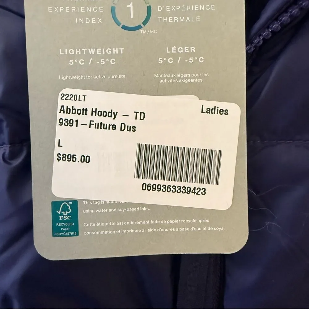 Canada Goose Abbott Hoody Down Jacket Large Indigo Navy NWT